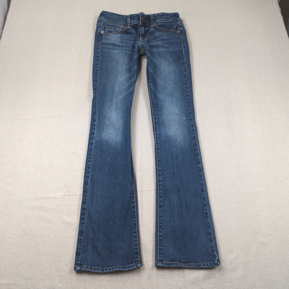 American Eagle Jeans Womens 4 Blue Long Kick Boot Cut Stretch Western Boho